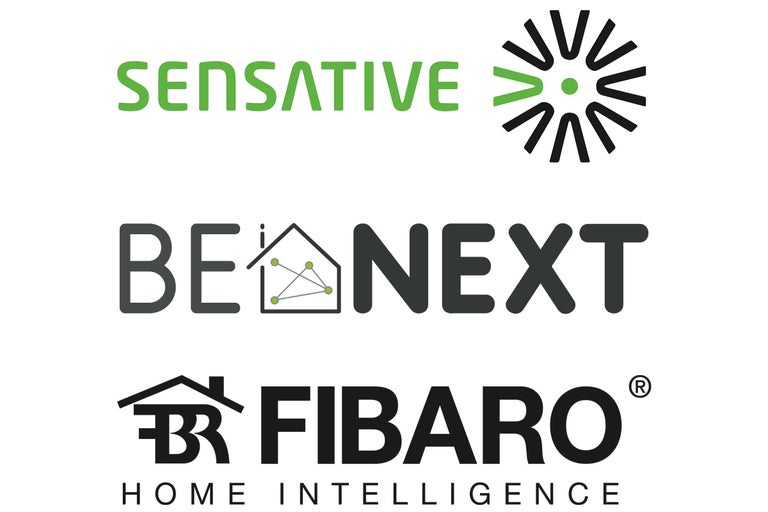 Logo Sensative, Logo Be Next, Logo Fibaro Home Intelligence
