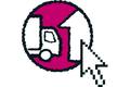 Symbol für Warenrückgabe mit LKW und Mauszeiger Symbol für Warenrückgabe mit LKW und Mauszeiger