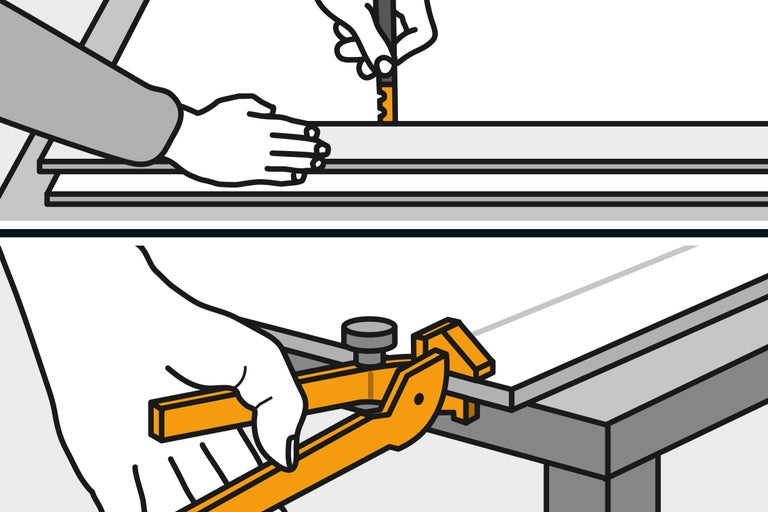 Illustration d'artisans sciant du bois et le travaillant avec un trusquin