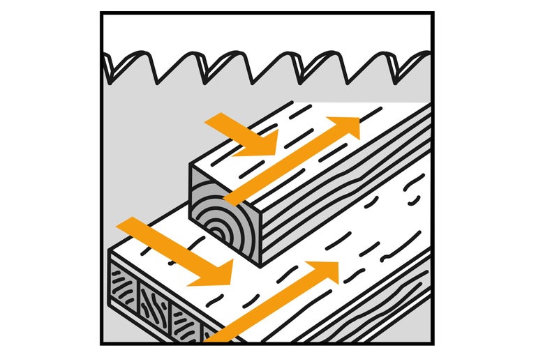 Image symbolique pour le sciage du bois dans le sens du grain