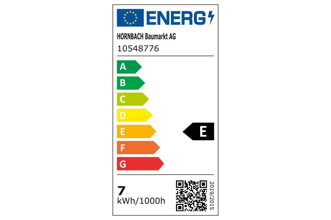Étiquette énergétique avec la classe d'efficacité énergétique E