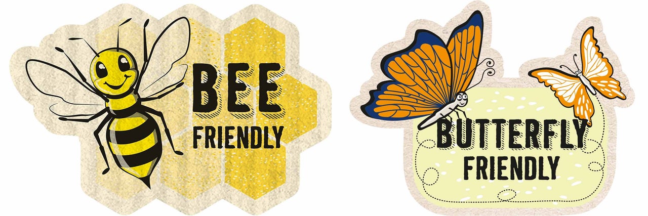 Autocollant portant l'inscription respectueux des abeilles et respectueux des papillons