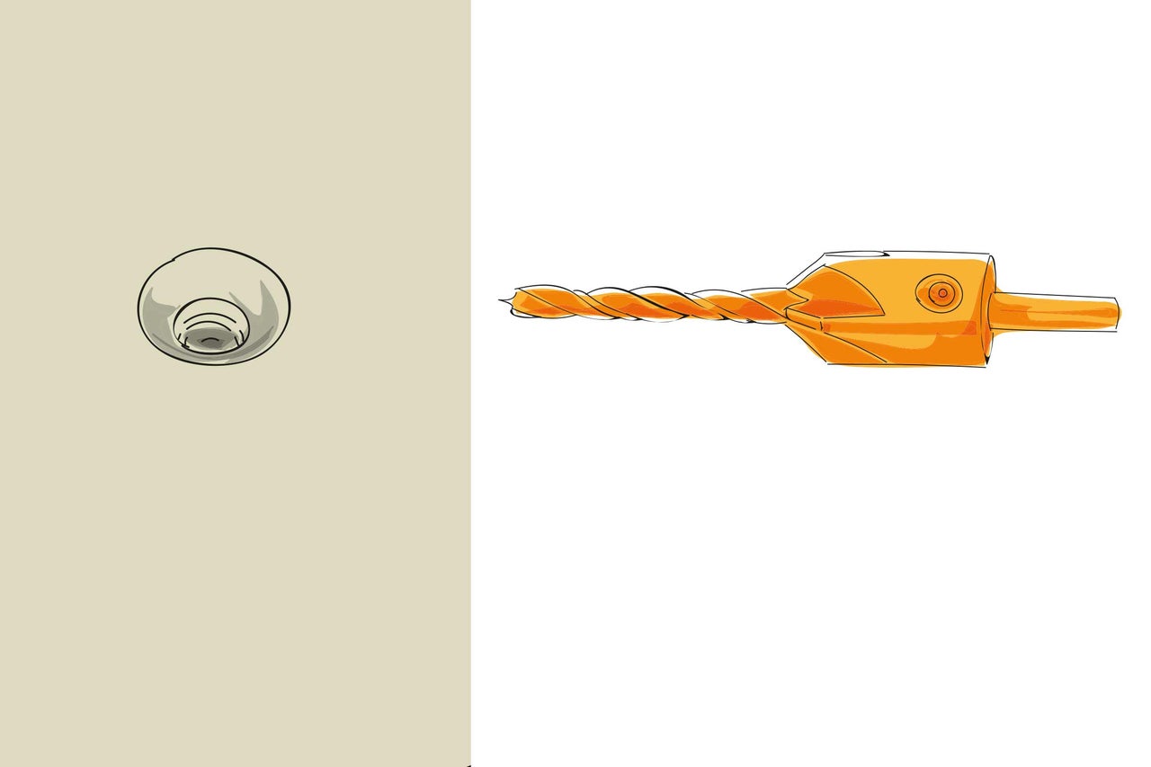 Illustration eines Bohrers und eines Bohrlochs.