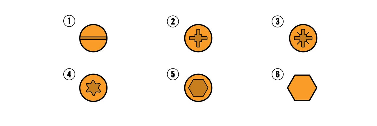 Verschiedene Schraubenköpfe