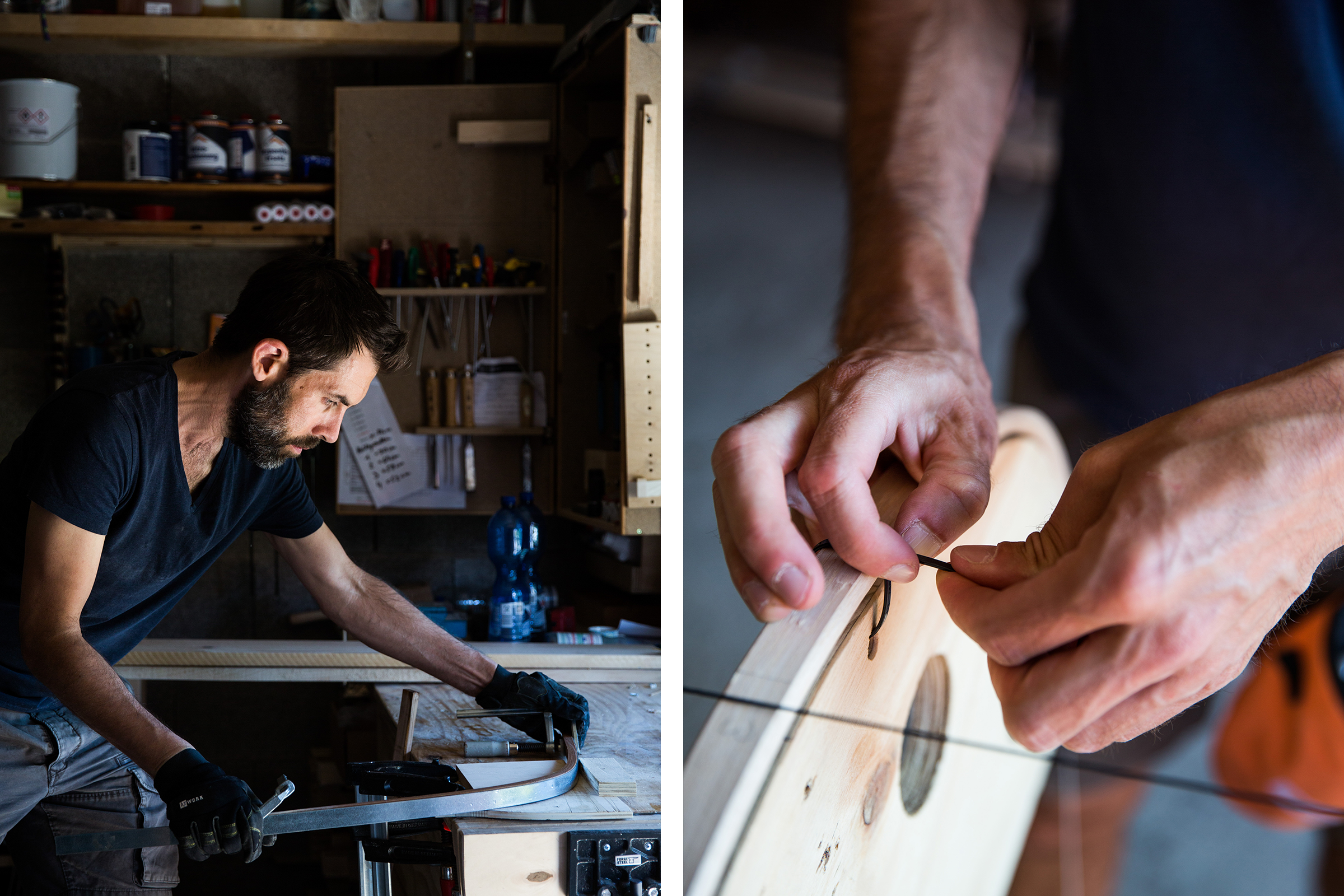 Un homme travaille le bois dans un atelier