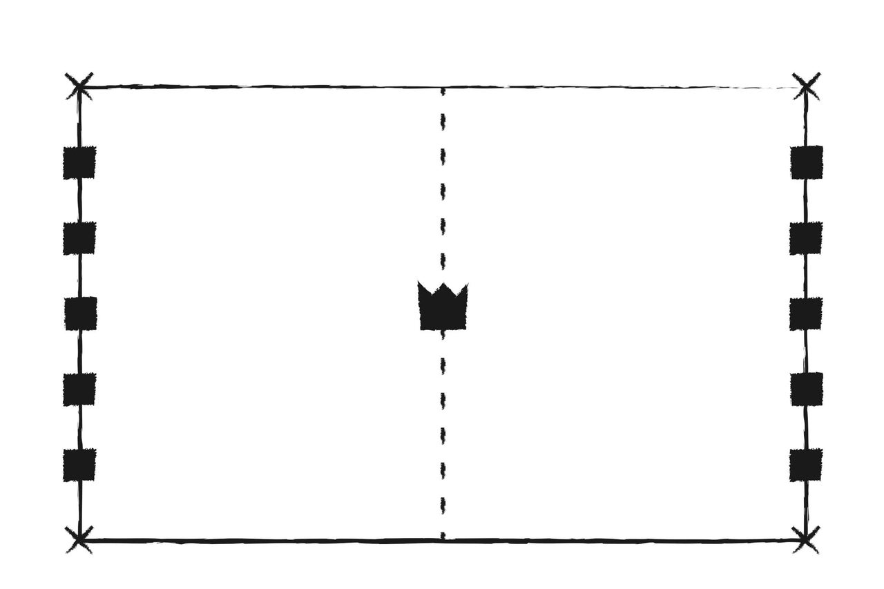 Illustration de terrain de volley-ball avec marquage du filet