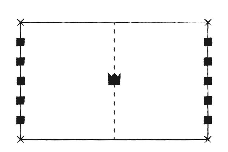 Illustration de terrain de volley-ball avec marquage du filet