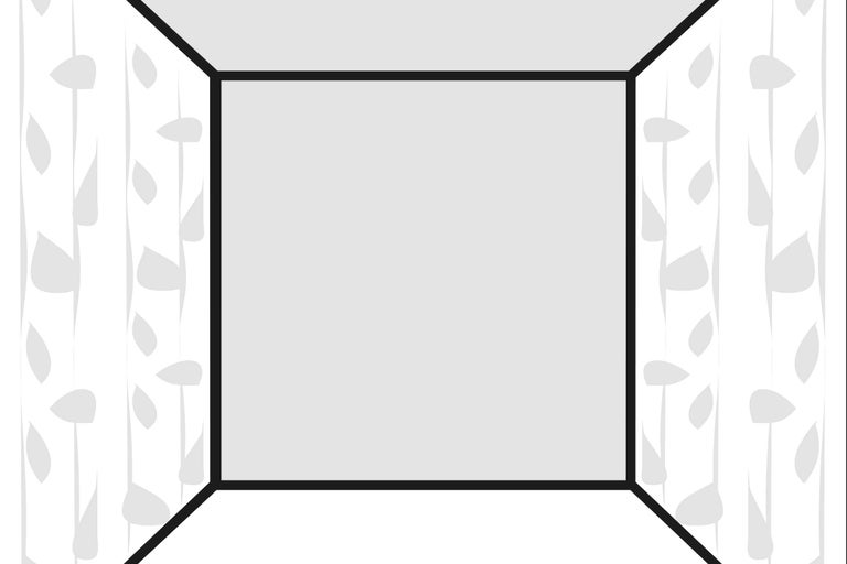 Vue d'une pièce avec papier peint à motifs