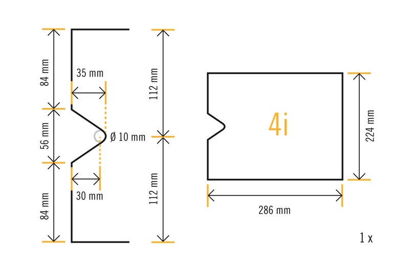 Technische Zeichnung mit Massangaben