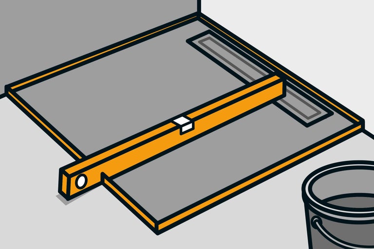 Elément de douche aligné au niveau à bulle