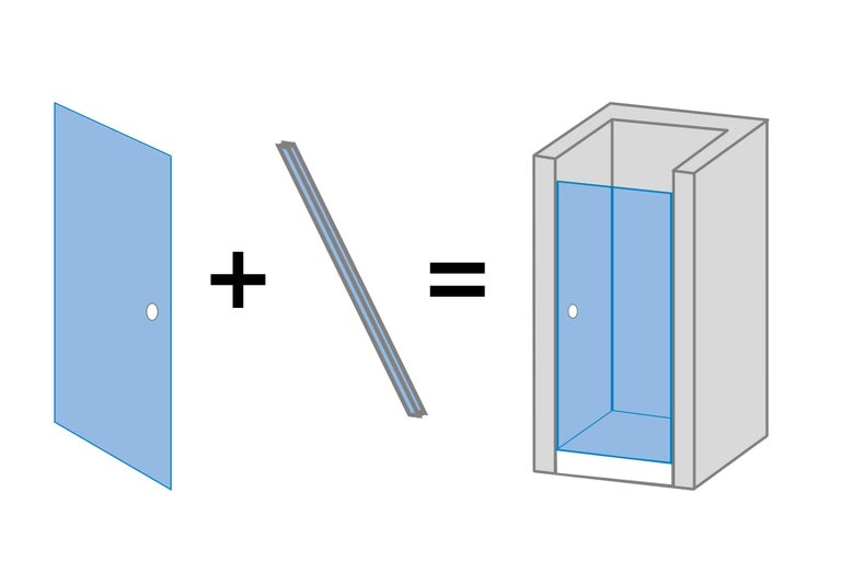 Représentation d'une cabine de douche avec porte et profilé