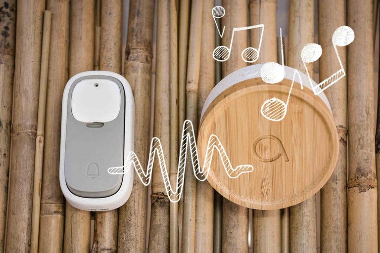 Sonnette sans fil avec mélodie sur fond de bambou