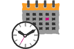 Symbole de calendrier avec horloge
