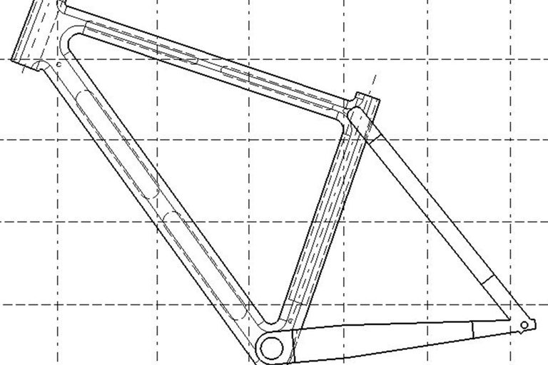 Dessin technique d'un cadre de vélo