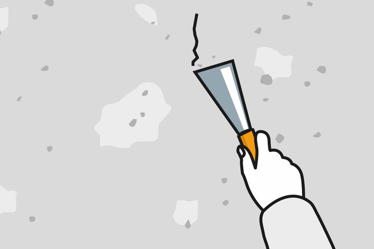 Représentation d'un couteau à mastic utilisé pour réparer les fissures d'un mur.