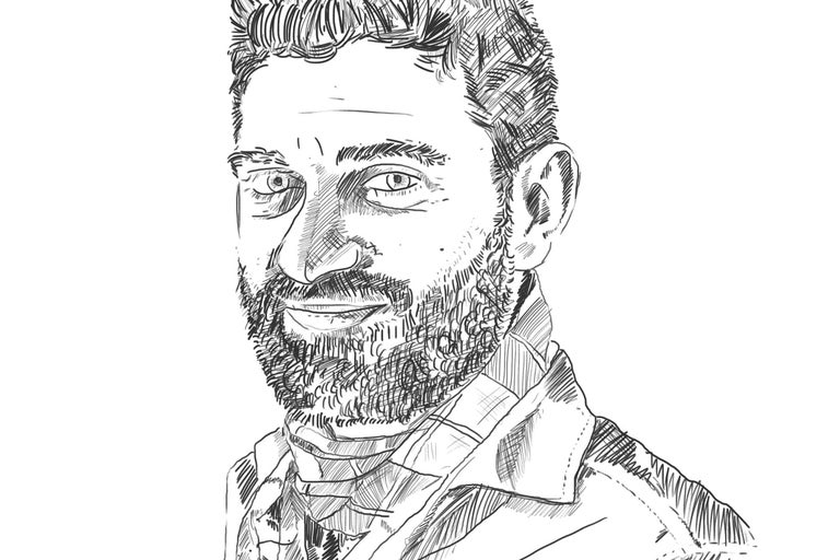 Illustration eines Mannes mit Bart und kariertem Hemd