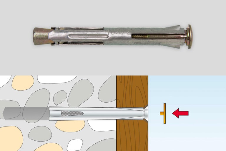 Cheville à expansion métallique avec illustration de fonction