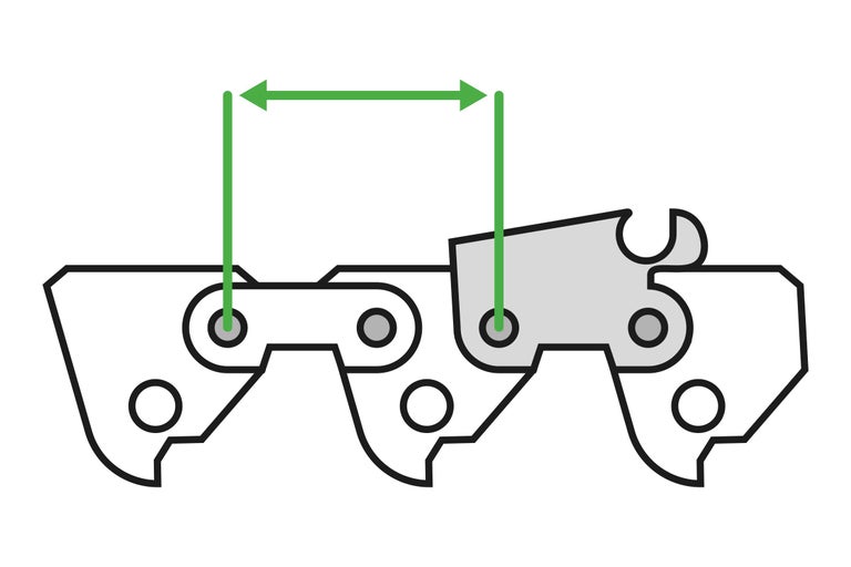Illustration d'une chaîne de tronçonneuse avec limiteur de profondeur