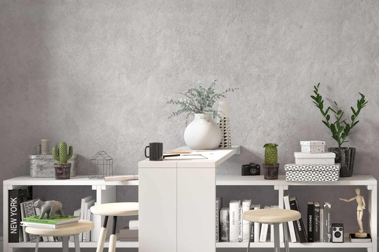 Bureau lumineux avec bibliothèque, bureau et chaises