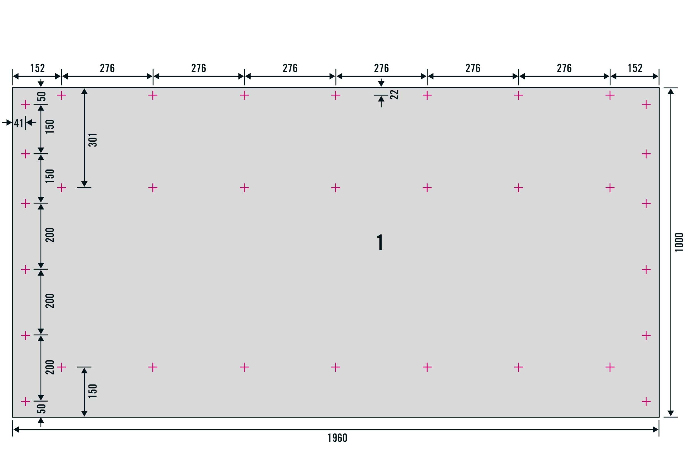 Diagramm mit Maßangaben