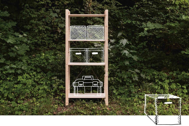 Étagère en bois à trois niveaux avec tablettes supplémentaires