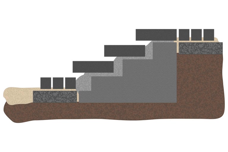 Représentation graphique d'une construction d'escalier avec des pavés