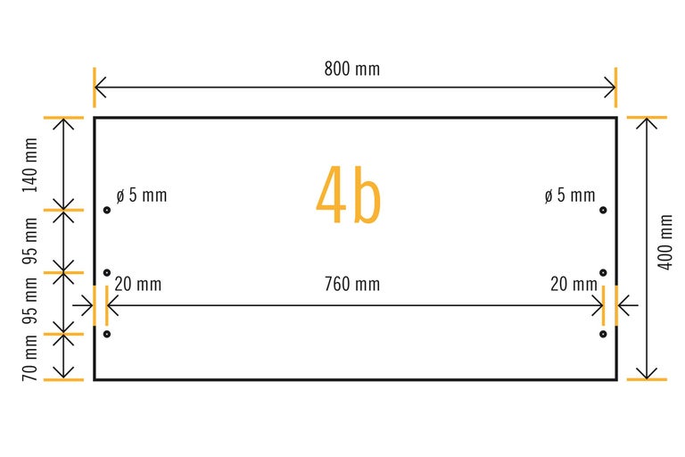Dimensions 800 mm x 400 mm avec trous de forage