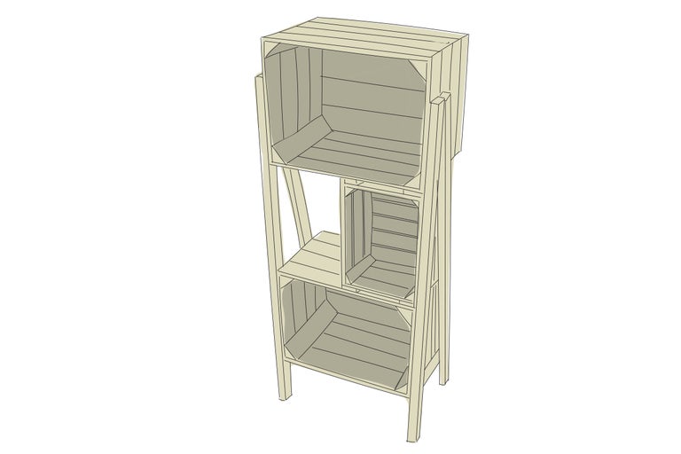 Étagère en bois à trois niveaux