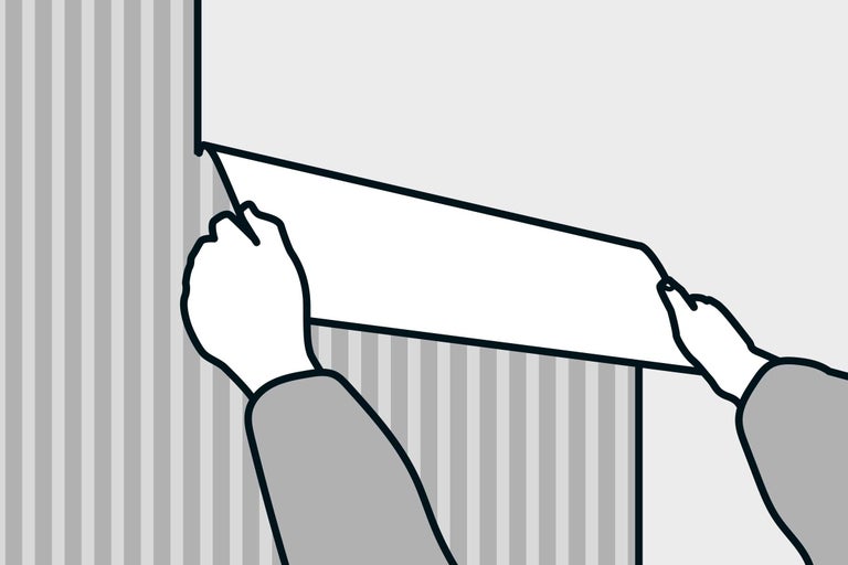Illustration montrant le décollement d'un papier peint d'un mur