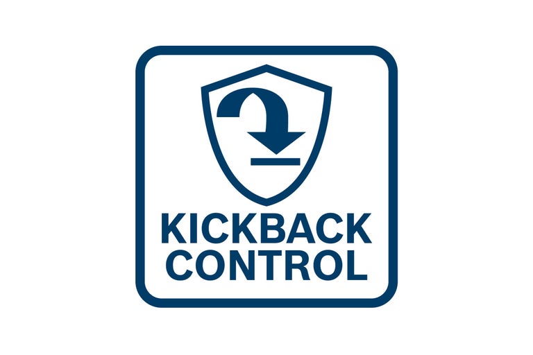 Kickback Control Symbol: Verhindert das Zurückschlagen des Werkzeugs.