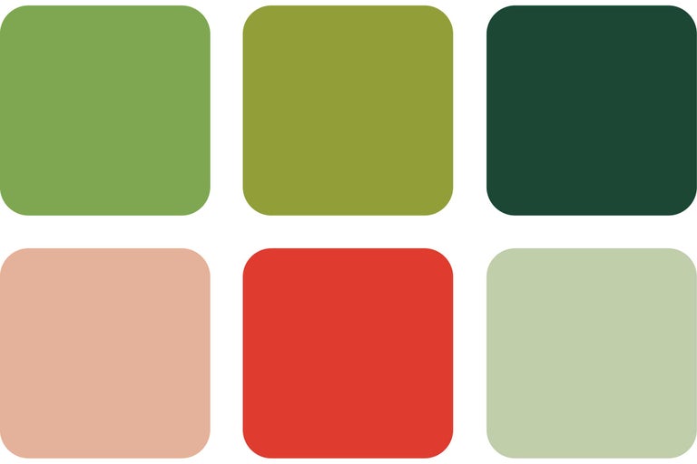 Farbmuster mit sechs verschiedenen Farbtönen