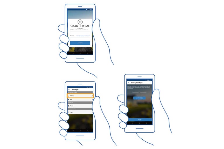 Image de captures d'écran de smartphone de l'application Hornbach Smart Home