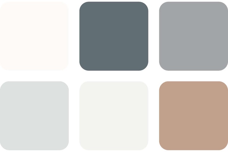 Farbmusterkarte mit sechs verschiedenen Farbtönen