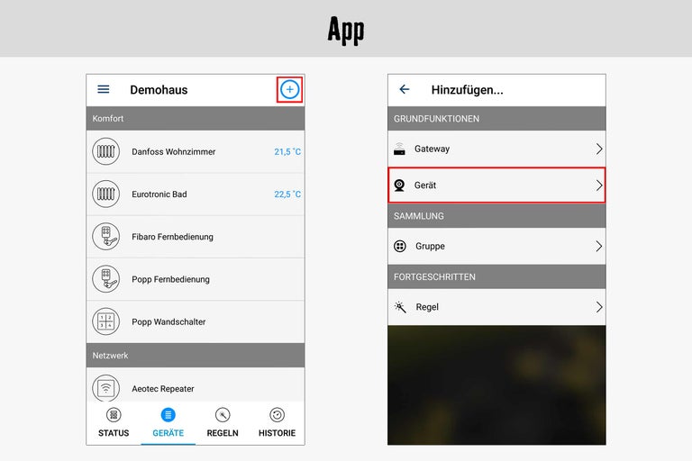 Screenshot einer App zur Haussteuerung