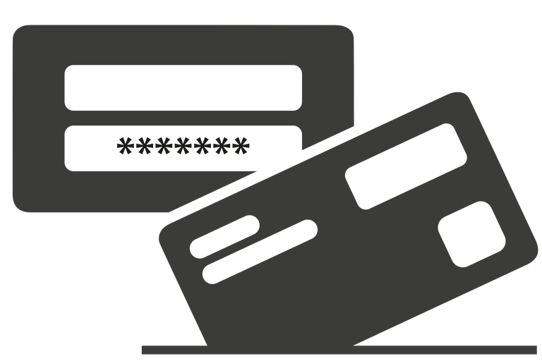 Symbole pour la protection par mot de passe et la carte de crédit