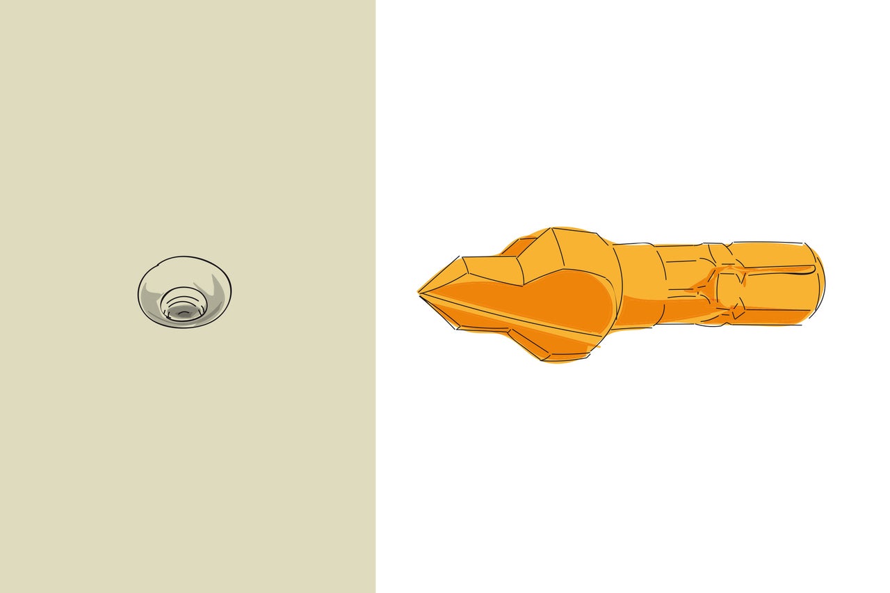 Illustration d'une perceuse à côté d'un boîtier encastré