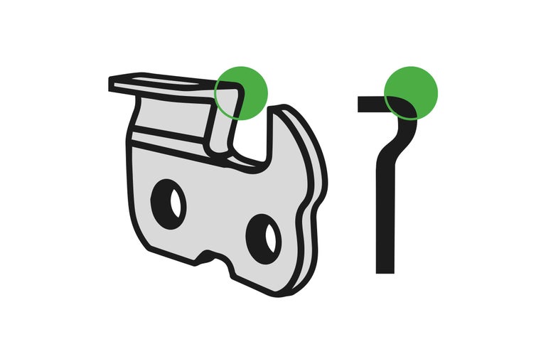 Chaîne pour tronçonneuse avec représentation des dents