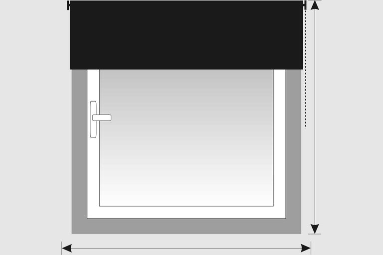 Fenêtre avec volet roulant et indications de dimension