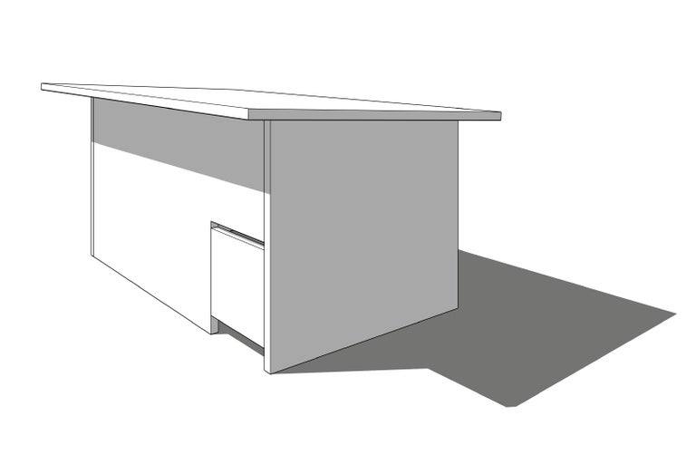 Skizze eines Waschtischunterschranks mit Schublade