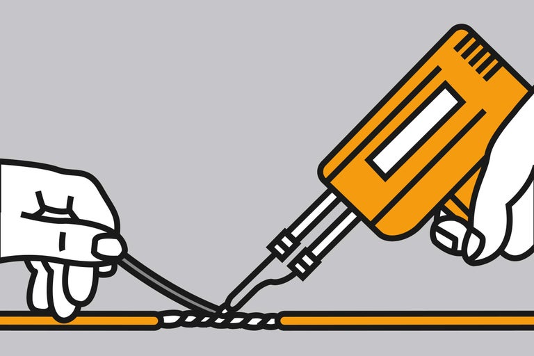 Illustration de soudure de câbles avec un fer à souder