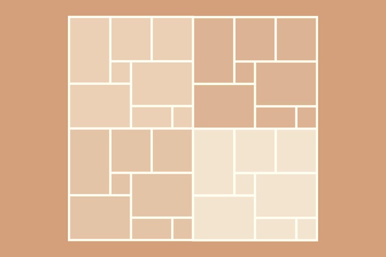 Plan de pose avec différents carreaux rectangulaires et carrés