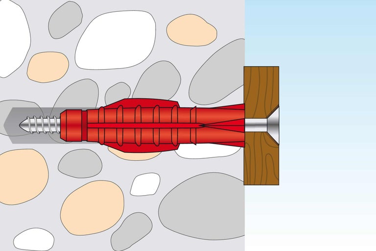 Illustration d'une cheville avec une vis dans un mur
