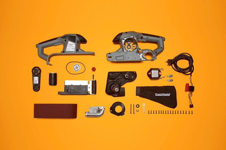 Explosionszeichnung eines Bandschleifers mit Ersatzteilen