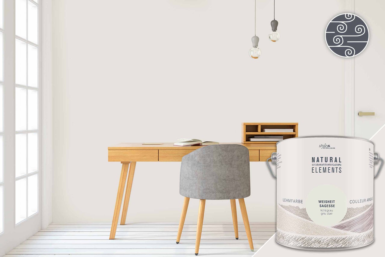Bureau avec peinture à l'argile Weisheit, Salbei, gris clair de Style Color Natural Elements