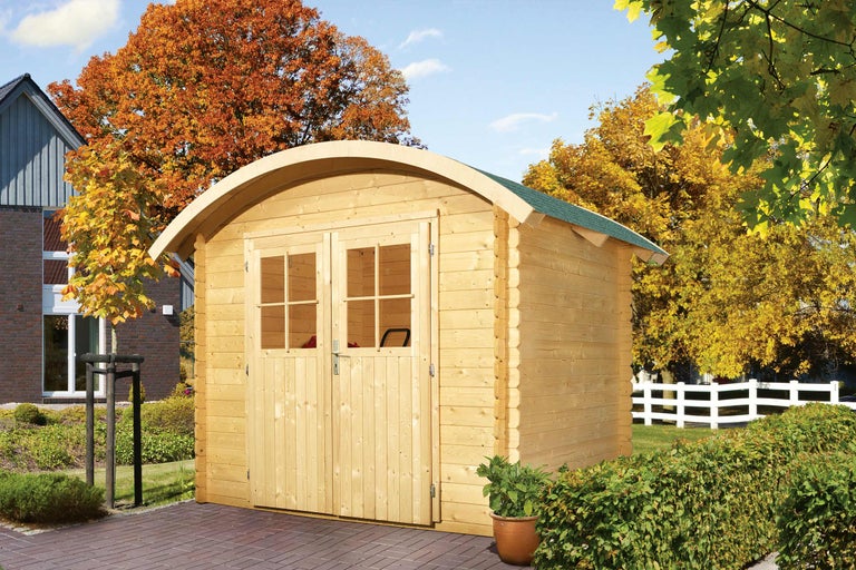 Abri de jardin en bois avec double porte et lucarne