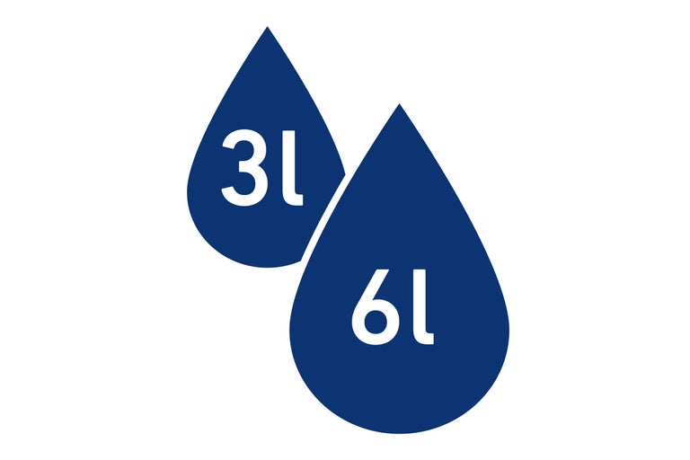 Symbole pour récipients d'une capacité de trois et six litres