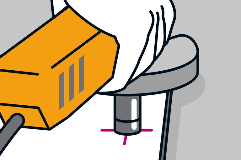 Illustration d'une perceuse à colonne avec laser