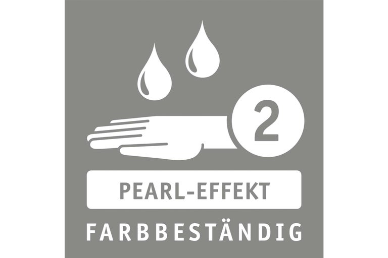 Symbol für Perleffekt und Farbbeständigkeit, zweifache Beschichtung
