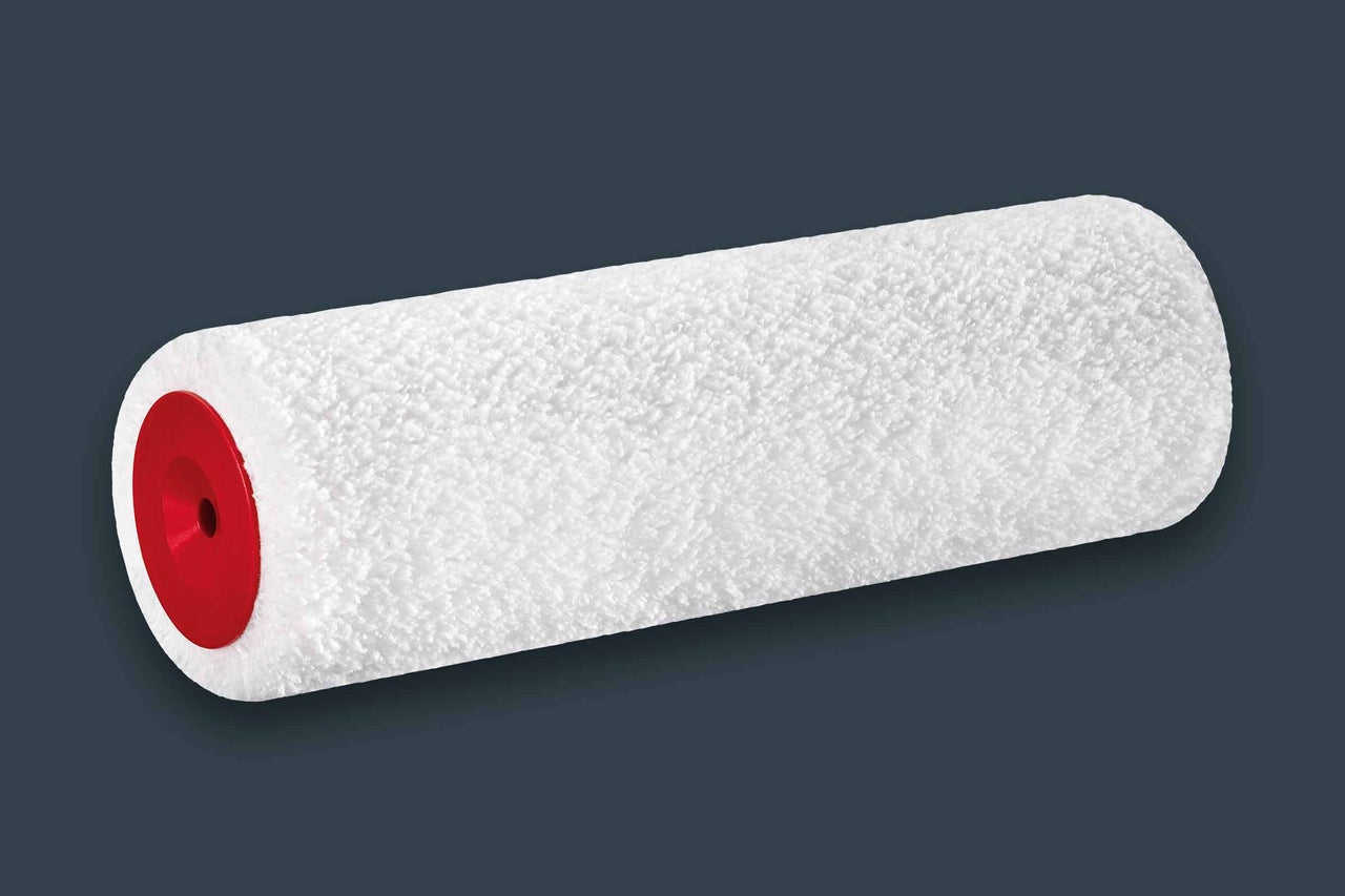 Rouleau à peinture en textile avec support rouge