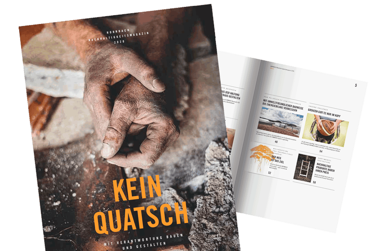 Hornbach Nachhaltigkeitsmagazin 2020 mit Fokus auf verantwortungsbewusstes Bauen und Gestalten.
